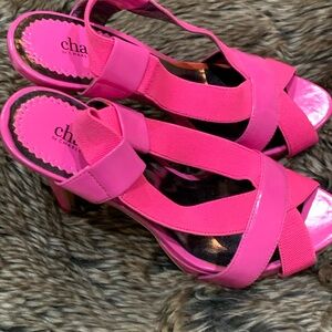 Charles by Charles David slinky fuchsia pattern, leather high heel NWT SZ 8.5